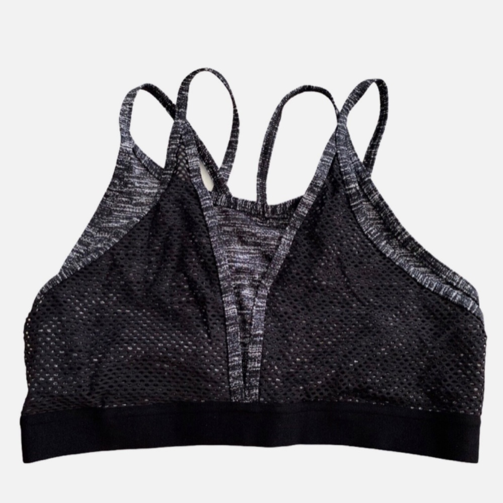 Nwt VSX Victorias Secret Sport Black Marl High Neck The Show Off Sports Bra M